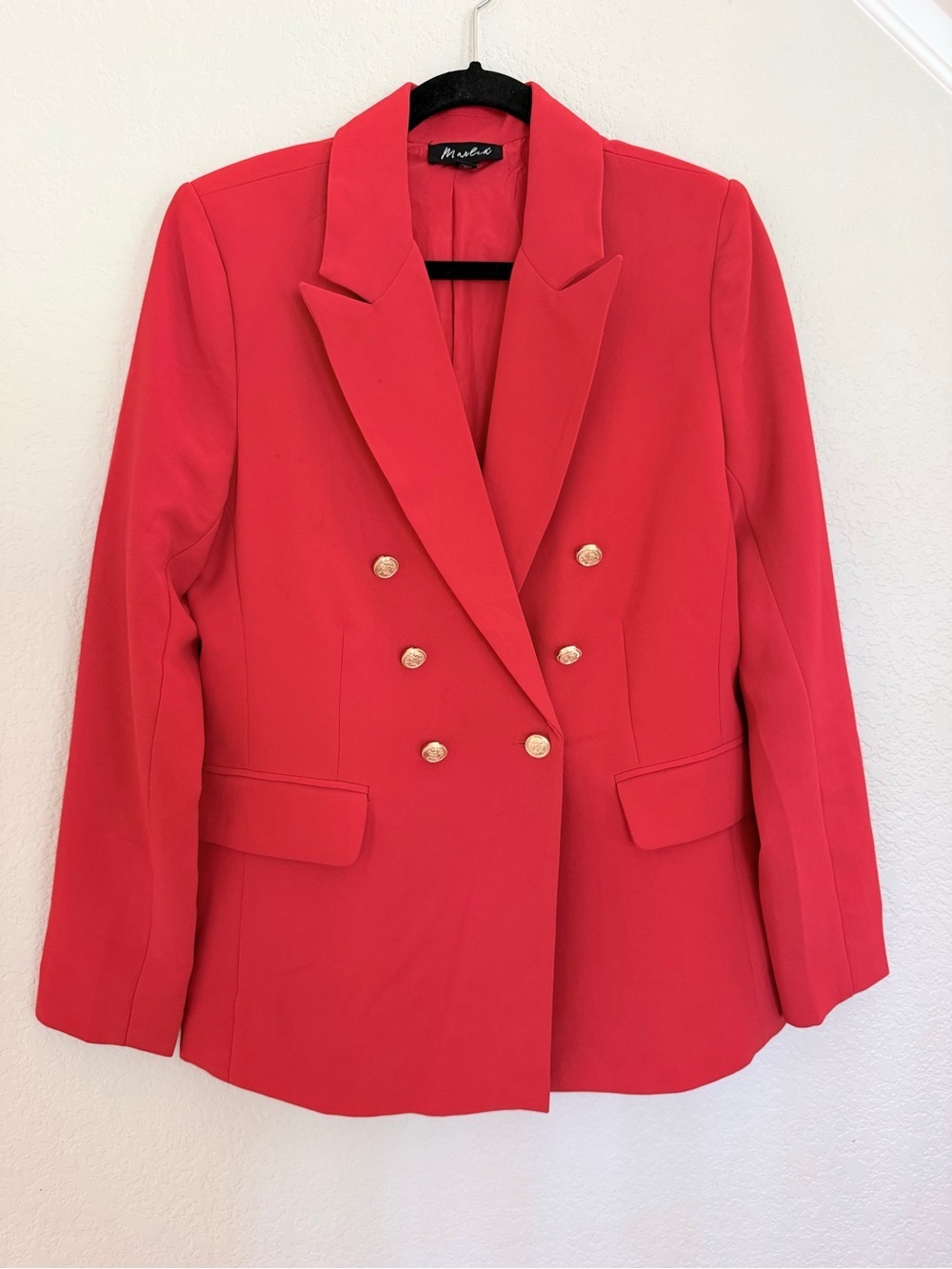 Marled Coral Pink Double Breasted Blazer Gold Buttons Size M